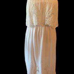 Forever 21 Strapless Boho White Maxi Size S